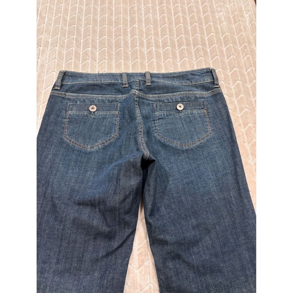 American Eagle Wide Leg Dark Wash Jeans Button Fly Patch Pockets Size 12 - Picture 10 of 12